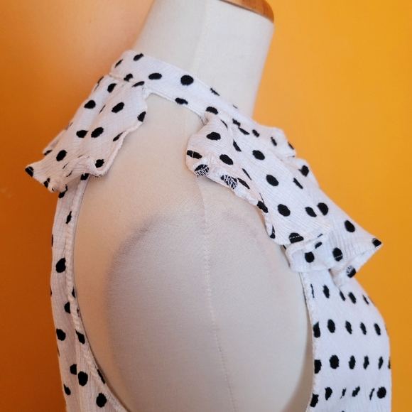 Anthropologie Ruffle Polka Dot Button Up Tank Top Blouse - Picture 8 of 15